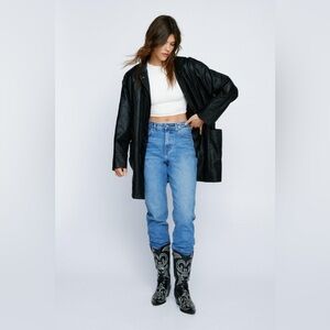 Nasty Gal Oversized Faux Leather Longline Jacket NWT size 4